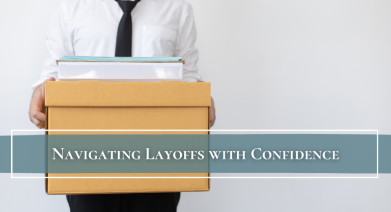 Employee handling a box inferencing a layoff