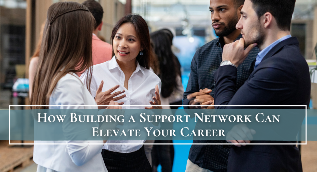 I group of professional coworkers discussing amongst each other