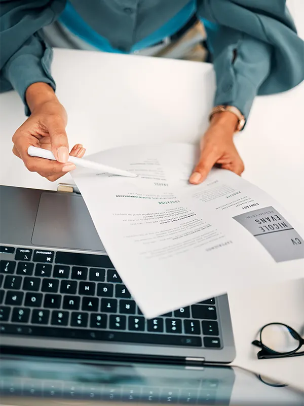 Woman reviewing a resume